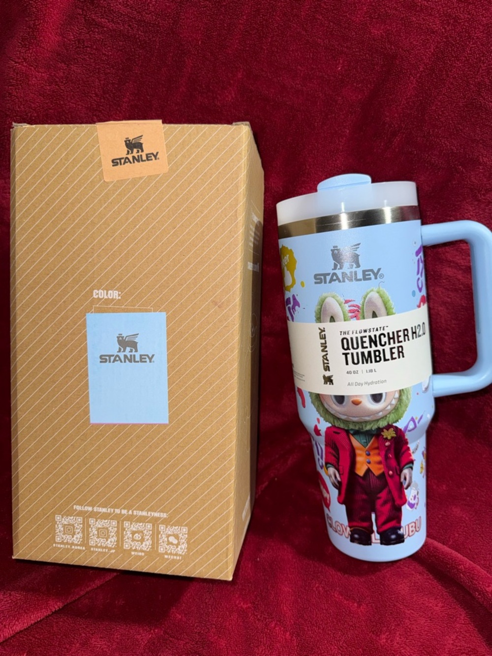 Stanley Quencher H2.0 40 oz. Blue Tumbler w/ Joker & Character Art- New